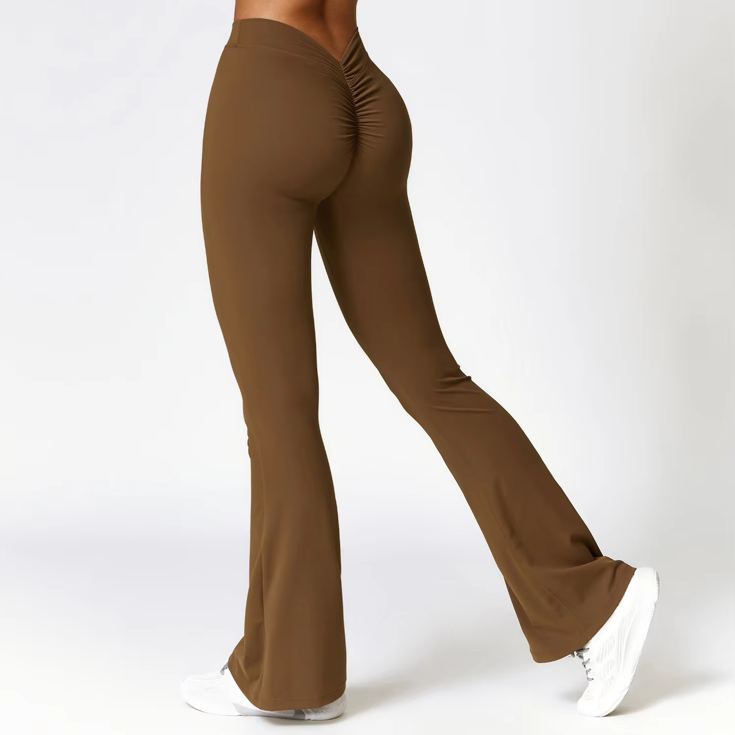 Pantalons de Yoga de hanche en forme de V Leggings évasés femmes taille haute pantalons à jambes lar