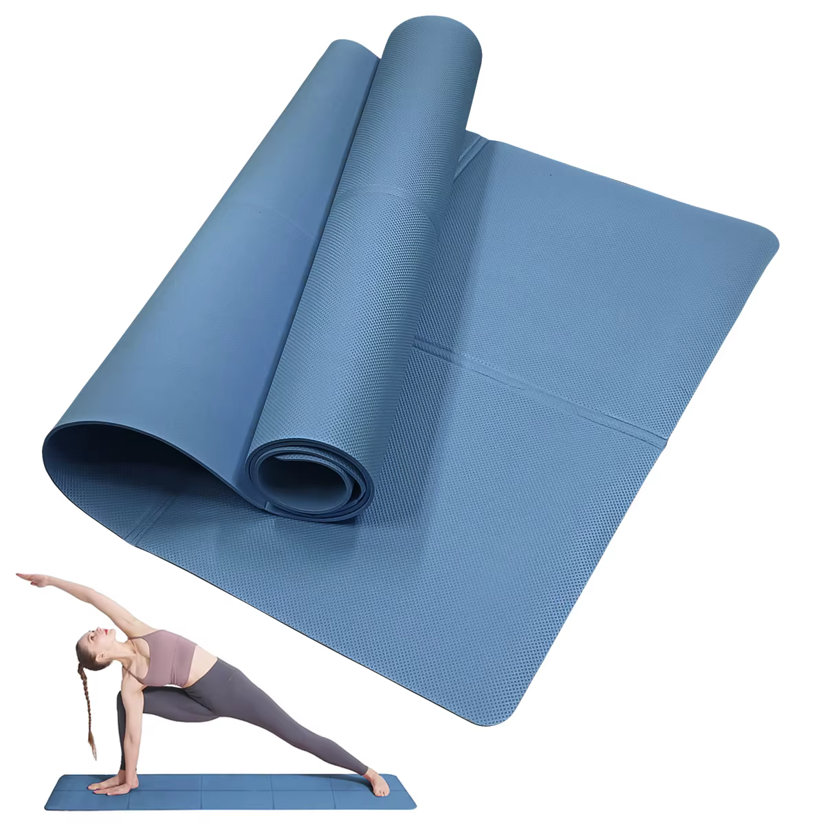 Tapis de yoga en mousse EVA confortable de 4 mm d'épaisseur, tapis de sport pour yoga et Pilates, ta