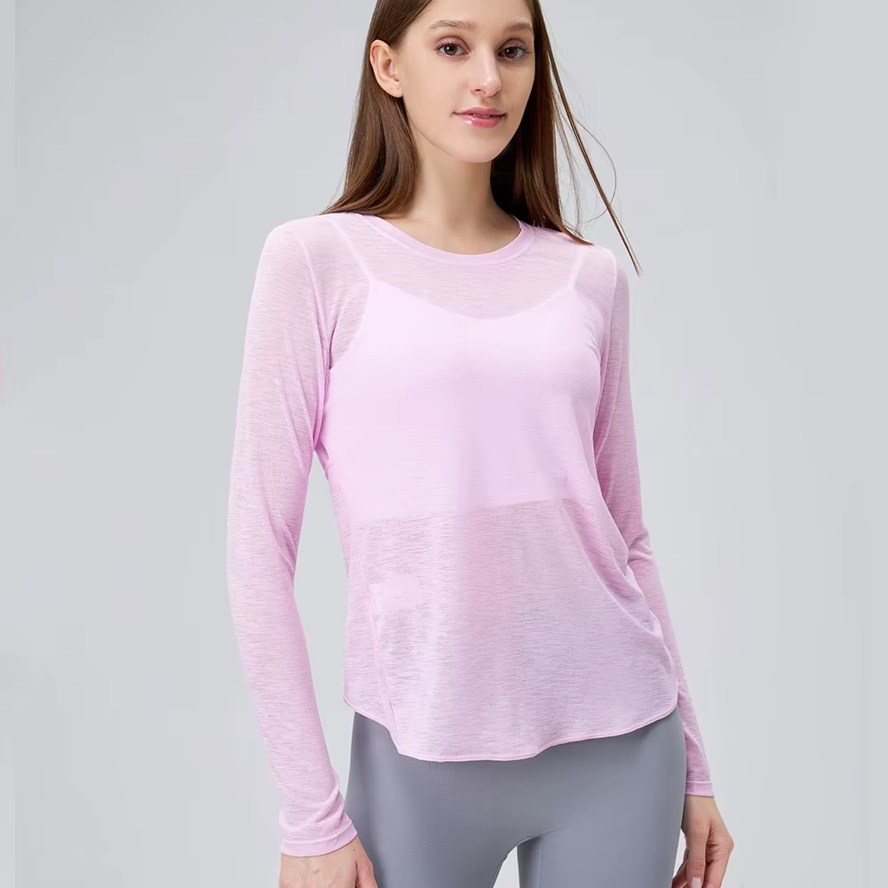 Costume de Yoga pour femmes, chemises à manches longues, beau dos, haut de sport, chemisier ample, P
