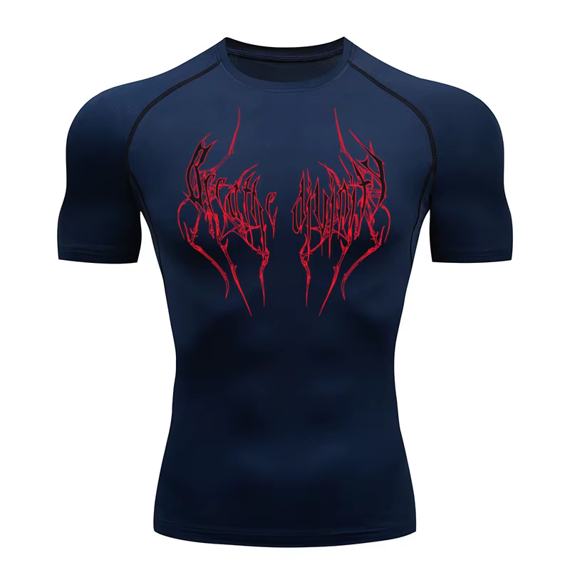 T-Shirt de course à manches courtes pour hommes, chemise de Compression, haut de sport, noir, séchag
