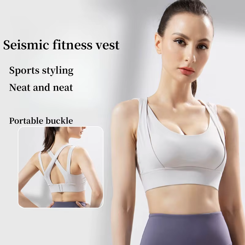 Soutien-gorge de sport respirant avec dos croisé pour femme, brassière de fitness, gym, course à pie
