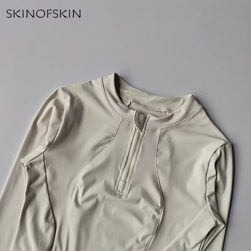 Haut de Fitness pour femmes, demi-fermeture éclair élastique, amincissant, séchage rapide, T-shirt d