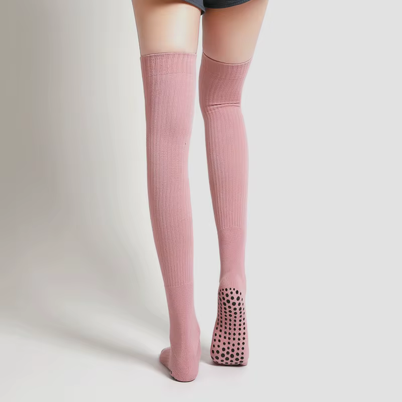 Chaussettes de Yoga à Tube Long pour femmes, antidérapantes, en coton, pour Fitness, Pilates, danse,