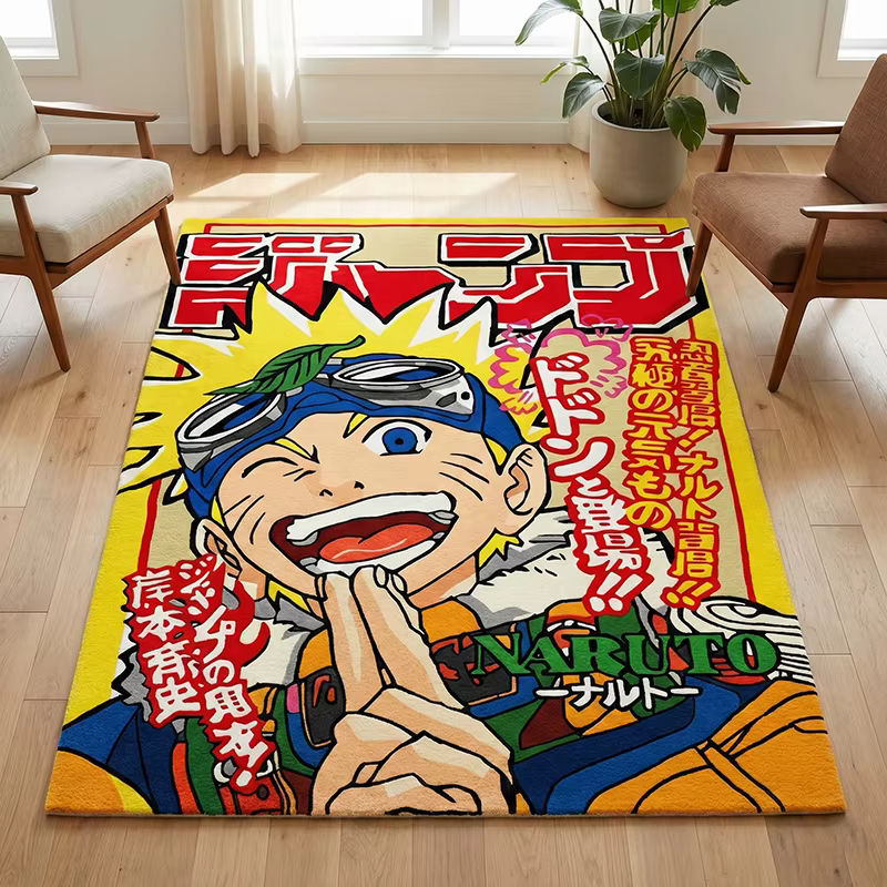 Tapis de sol Naruto avec personnage Naruto, doux et antidérapant, décoration de maison, salon, chamb