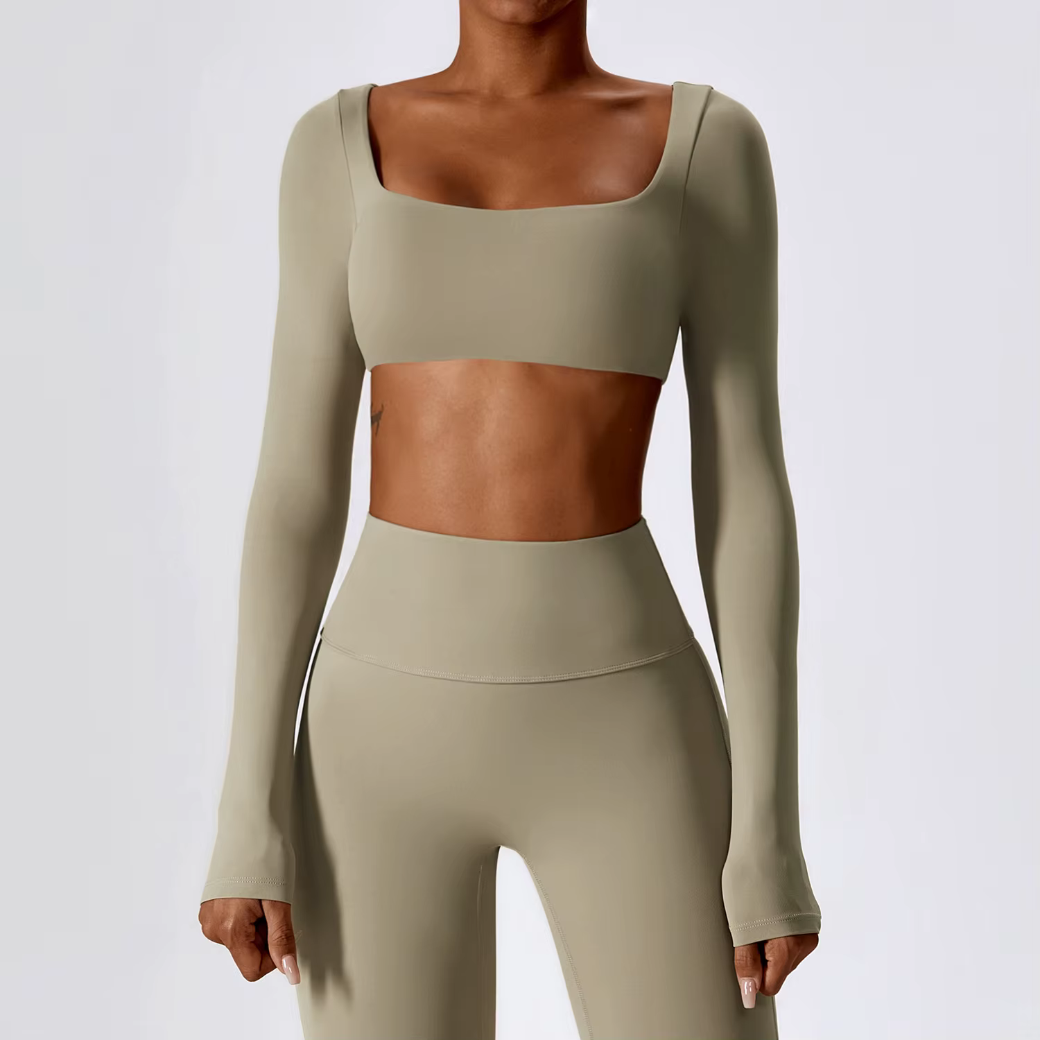 Femmes Crop Tops Yoga T-shirts Solide Haut De Sport À Manches Longues Chemises De Course Sexy Nombri