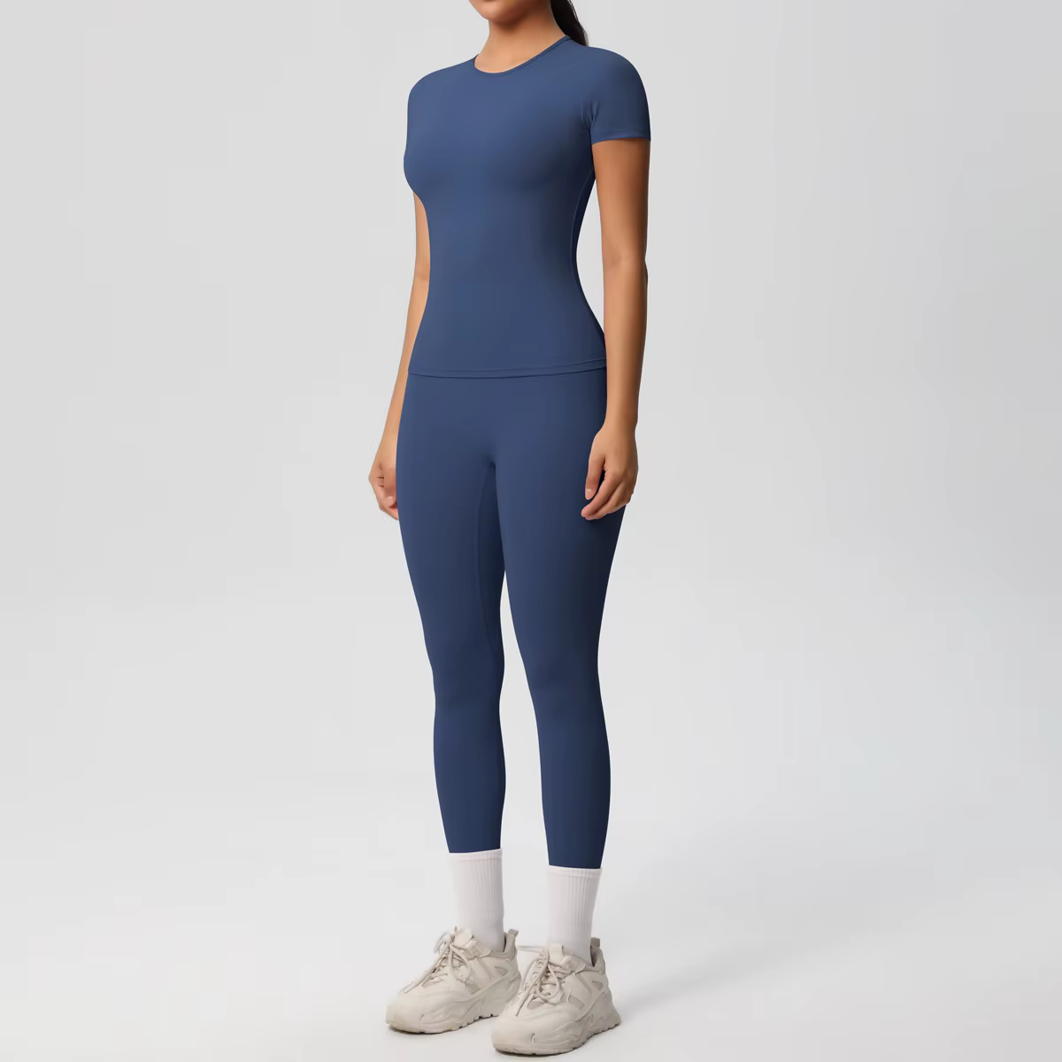 Femmes 2 pièces Patchwork Sport Yoga costume Gym Sport culture hauts Sexy moulante haut tubulaire en