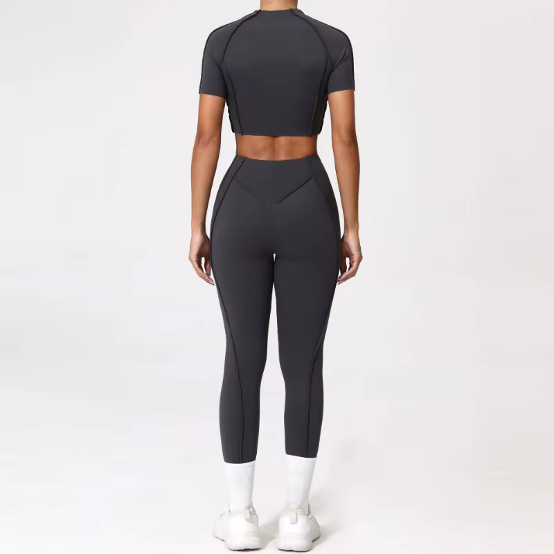 Combinaison de sport de Yoga, Fitness, haut à manches courtes, moulant, taille haute, pantalon de le