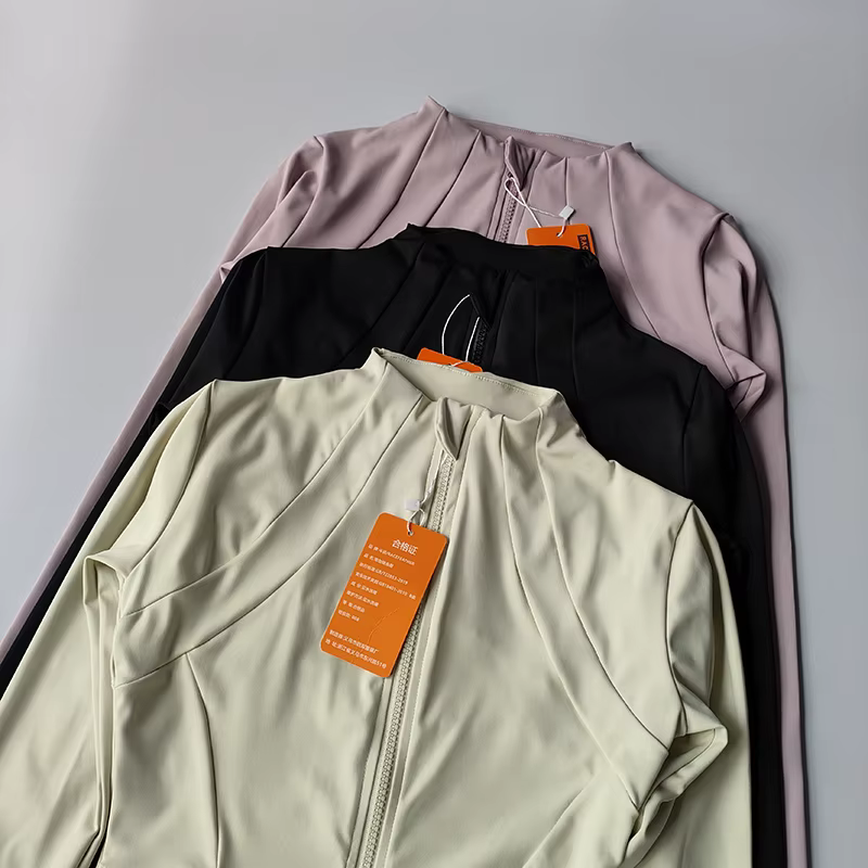 Veste de sport pour femmes, fermeture éclair, Fitness, Yoga, chemise d'entraînement, manteaux de cou