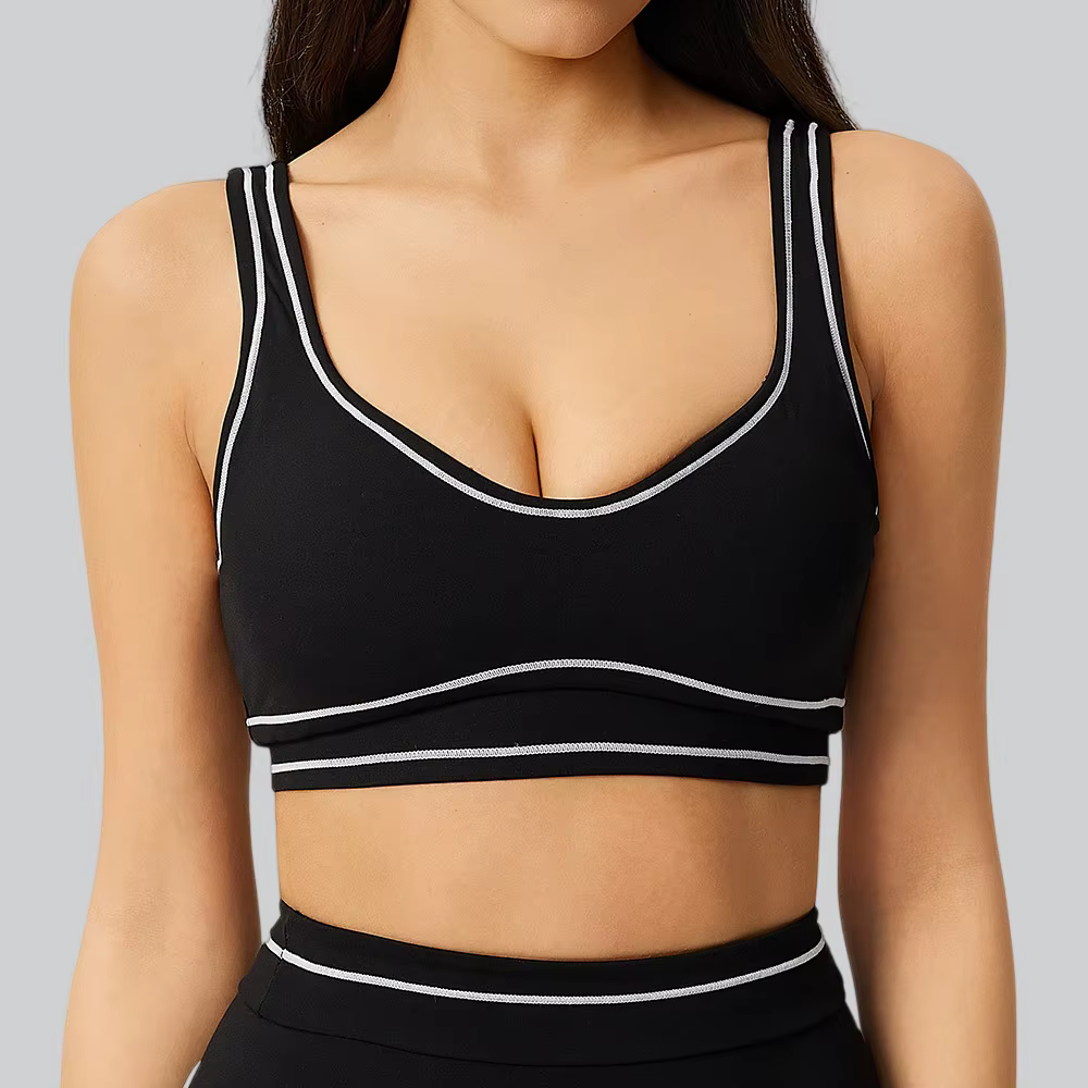 Soutien-gorge de sport color block pour femme, débardeur de yoga, brassière de fitness push-up, sous