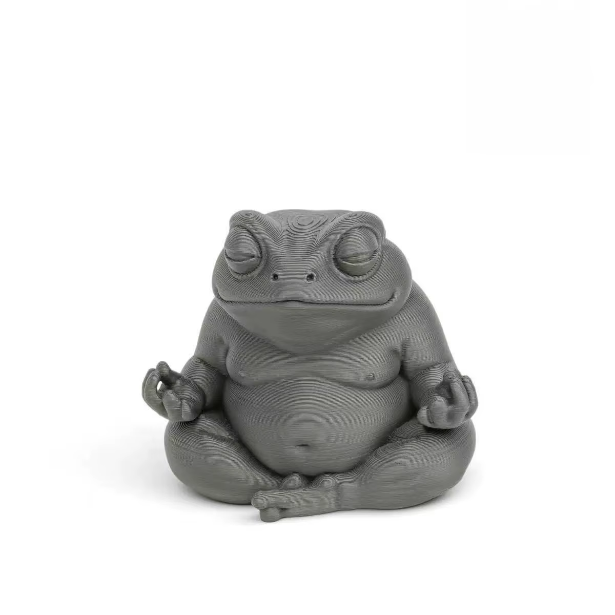 Une grenouille Zen potelée, une grenouille de méditation, un article décoratif imprimé en 3D, adapté