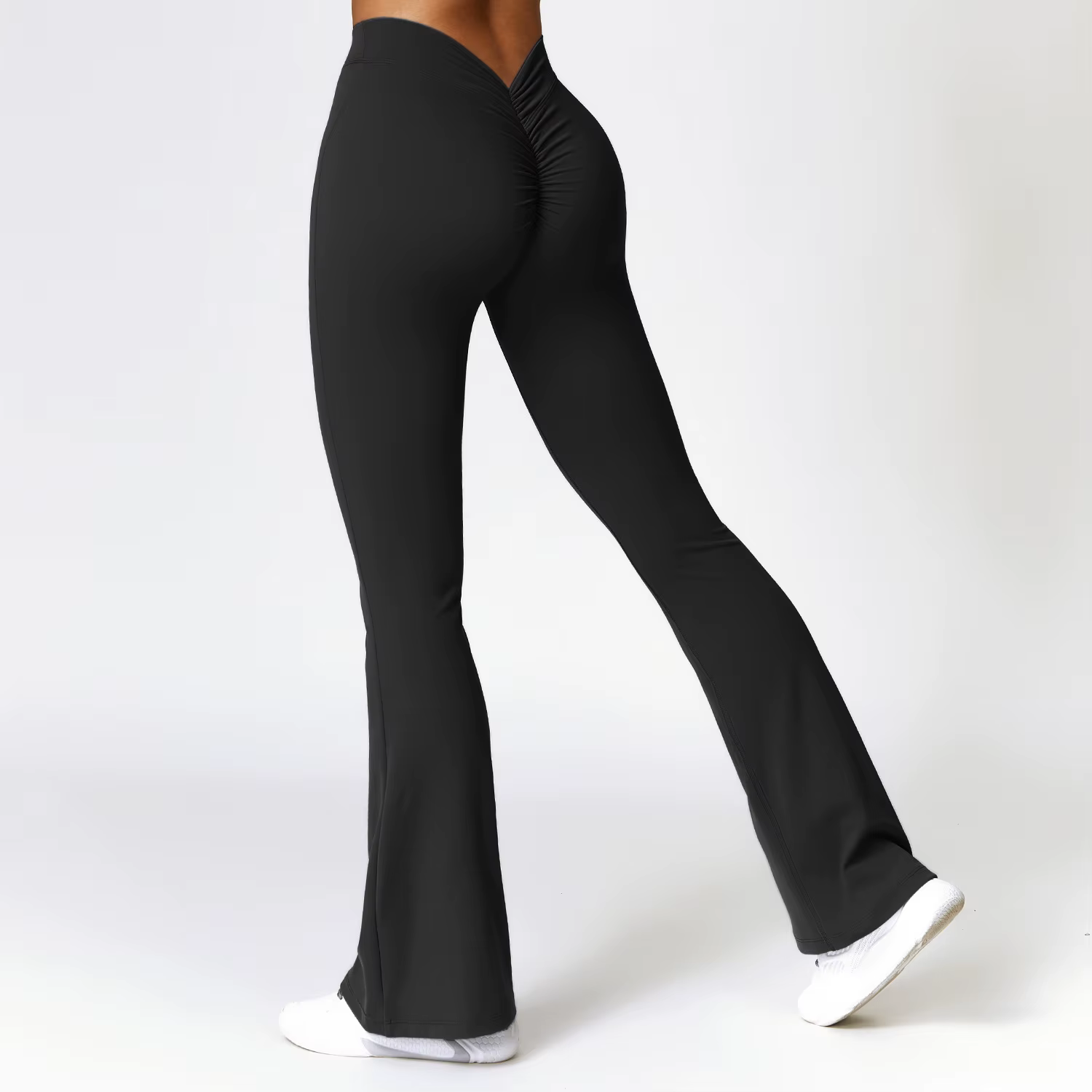 Pantalons de Yoga de hanche en forme de V Leggings évasés femmes taille haute pantalons à jambes lar