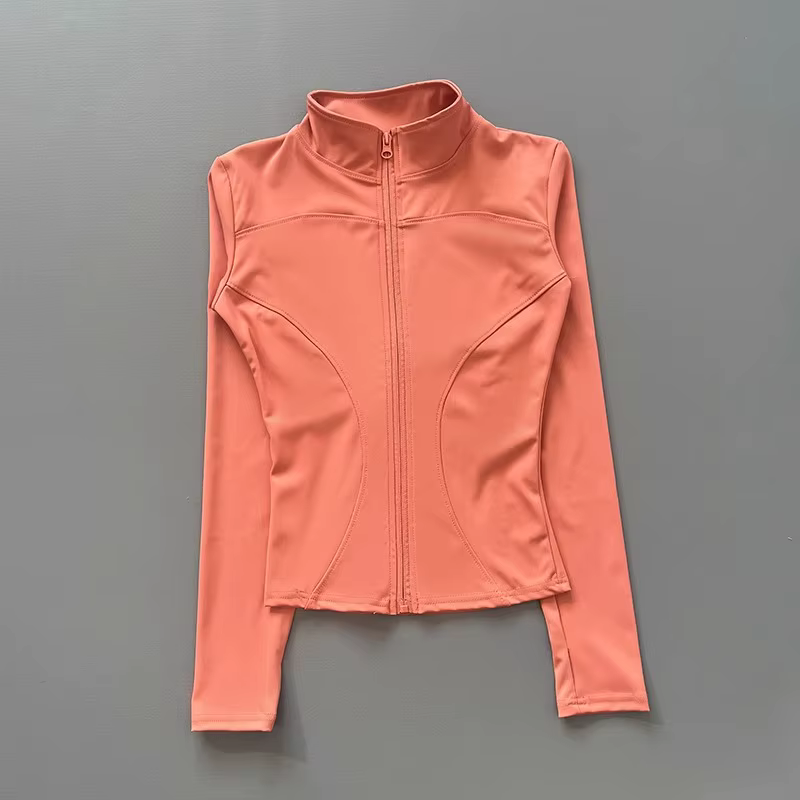 Veste d'entraînement pour femmes, extensible, ajustée, fermeture éclair sur le devant, manches longu