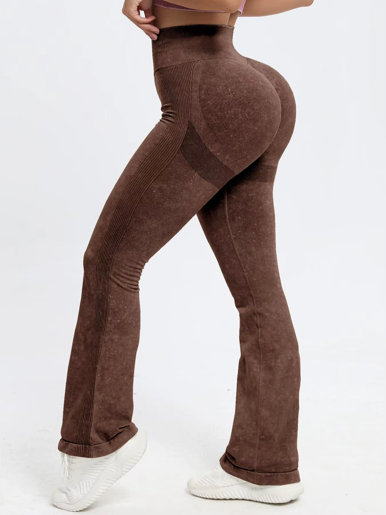 Pantalon moulant taille haute sans couture pour femmes, pantalon évasé moulant givré, pantalon de yo