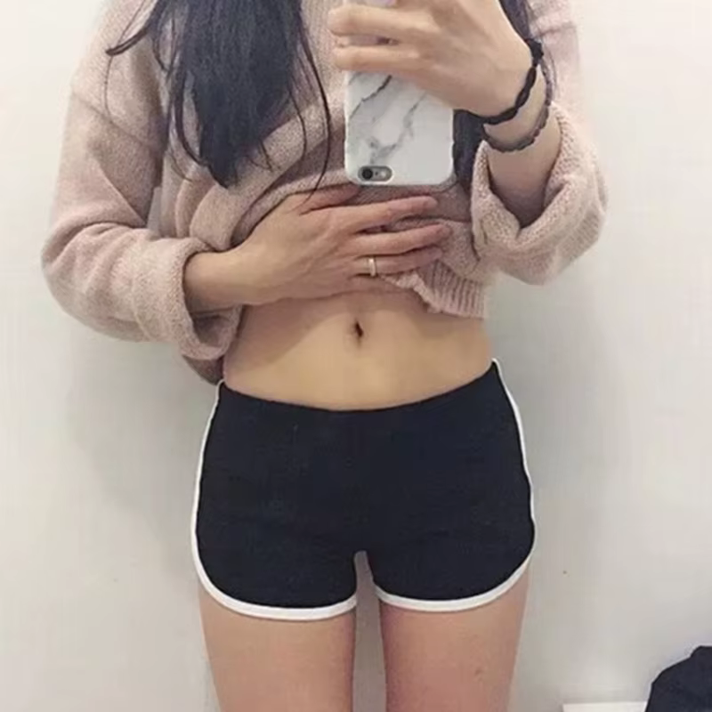Short de sport pour femmes, couleur bonbon, Anti-vide, slim, décontracté, taille élastique, pantalon