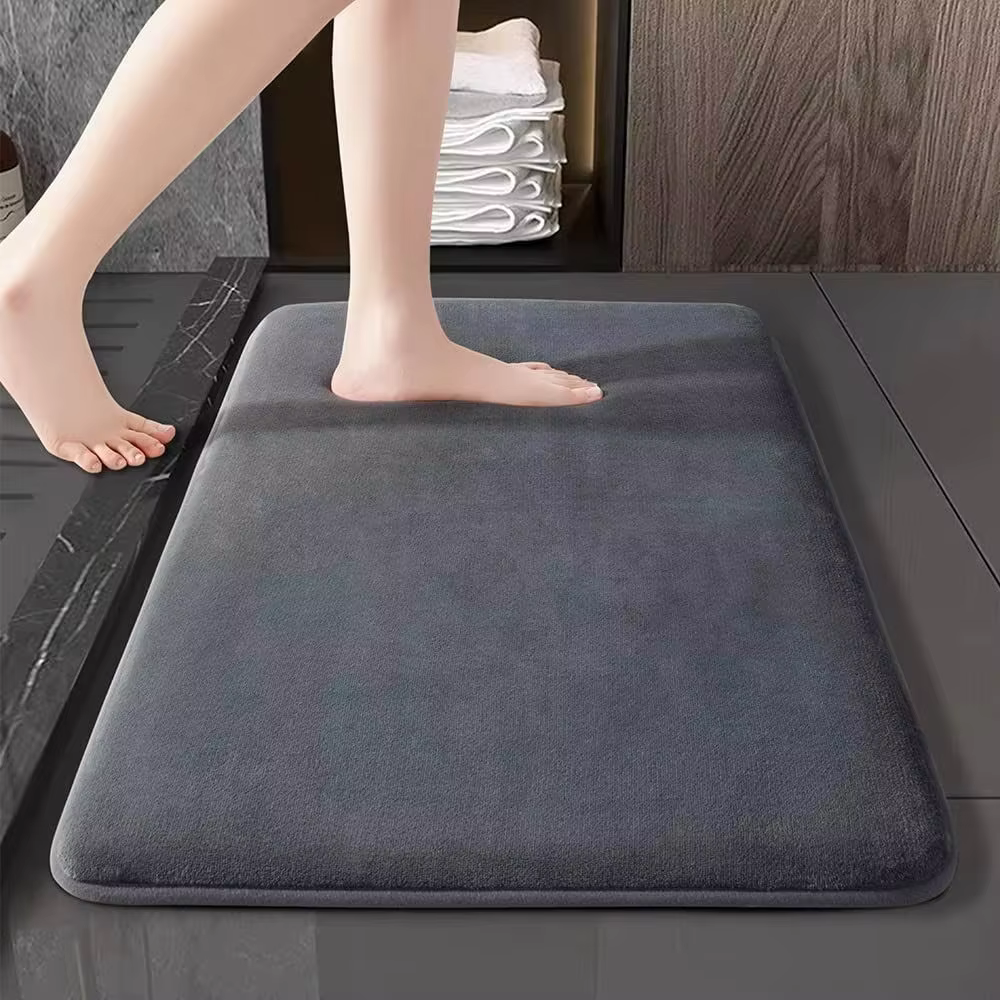 Tapis de sol absorbant antidérapant, tapis de bain en velours de corail, pour salle de bain, porte,