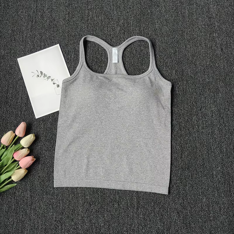 Débardeur de Yoga côtelé sans manches pour femmes, débardeur de gymnastique, Push Up, gilet de Sport