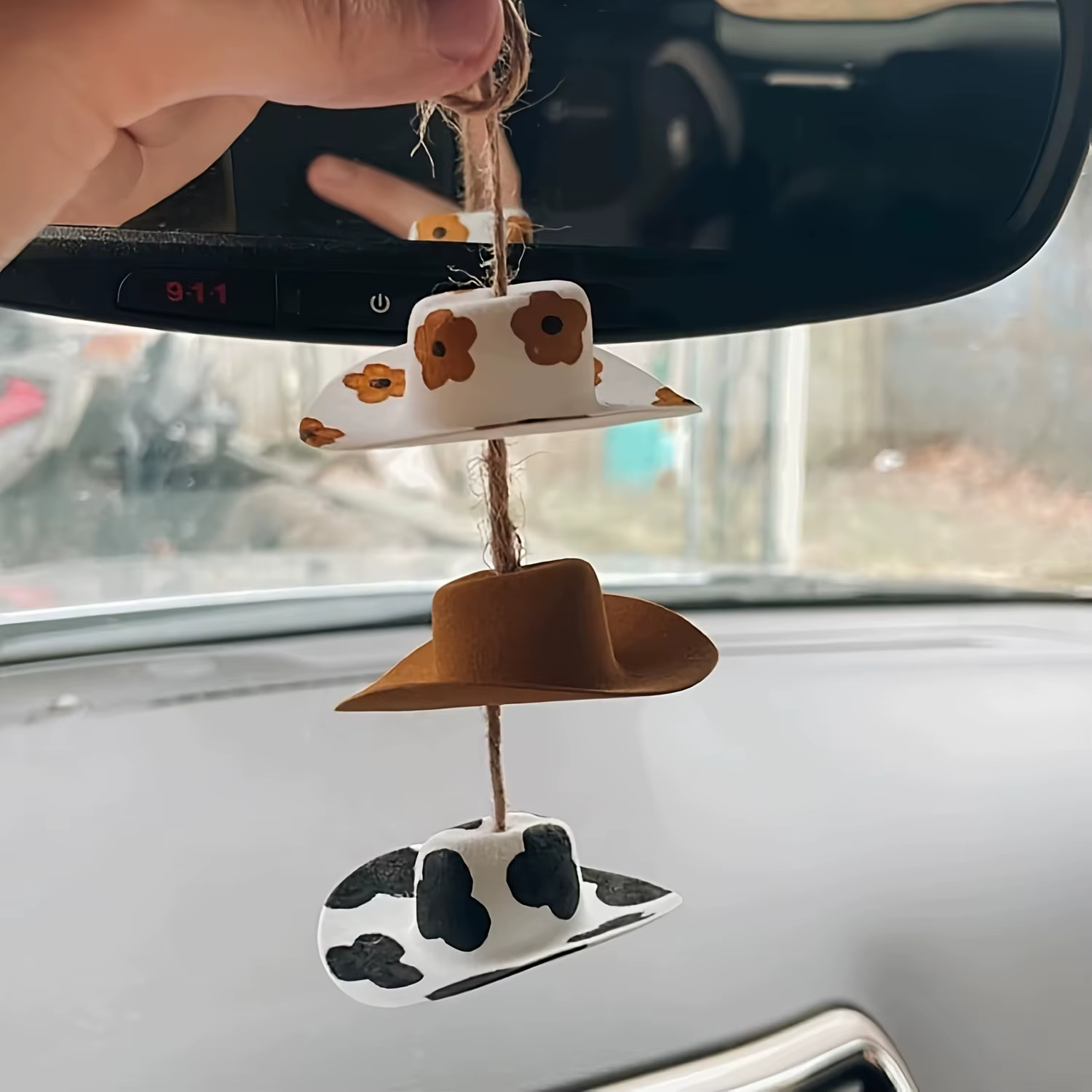Chapeau de cowboy, pendentif de voiture, accessoire de suspension de rétroviseur, décoration de voit