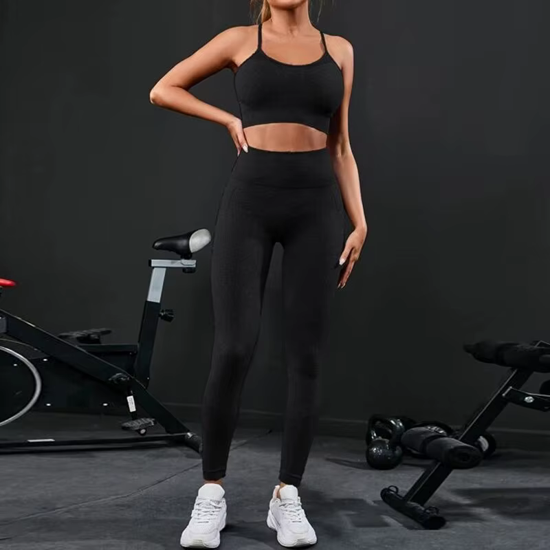 Ensemble de yoga sans couture pour femme, survêtement 2 pièces, vêtements de sport d'entraînement, l