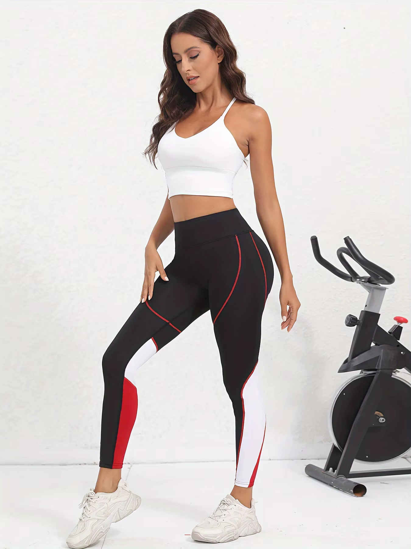 Pantalon de Yoga taille haute en maille colorée avec poches, Leggings d'entraînement pour femmes, co