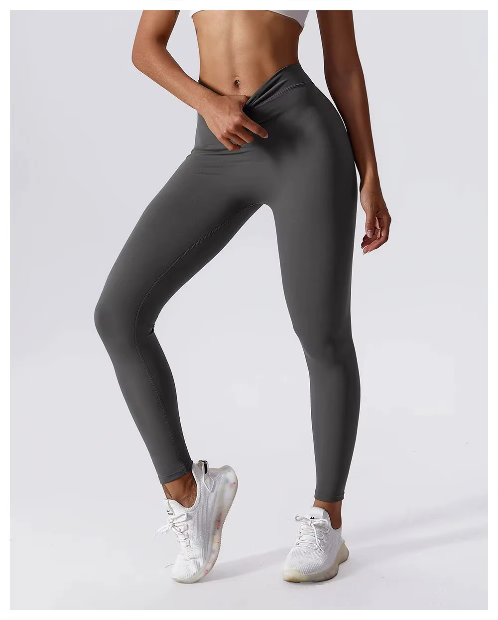 Pantalon de yoga fitness taille en V pour le dos, lifting des hanches, pêche au miel, collants de sp