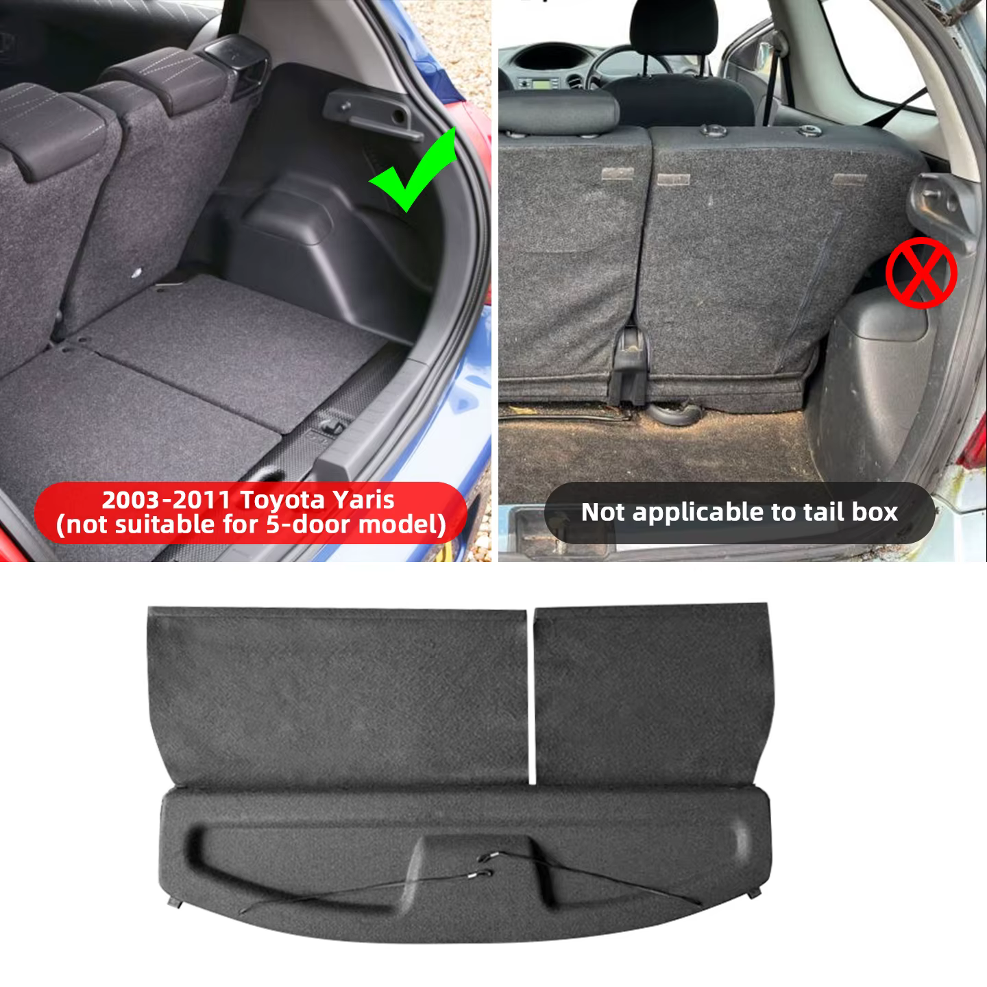Couverture de coffre non rétractable pour Toyota Yaris 2012 – 2017, support de colis, bouclier de co