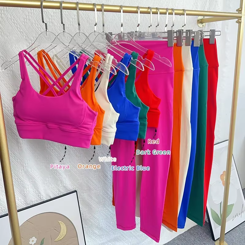 Ensemble de Yoga 2 pièces, combinaison de Fitness respirante, dos croisé, hauts de Yoga, fesses pêch
