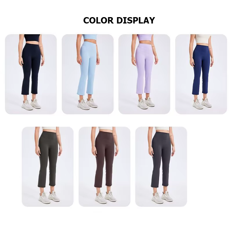 Pantalon de yoga Capri pour femmes, extensible, doux, taille haute, pantalon de fitness, couleur uni
