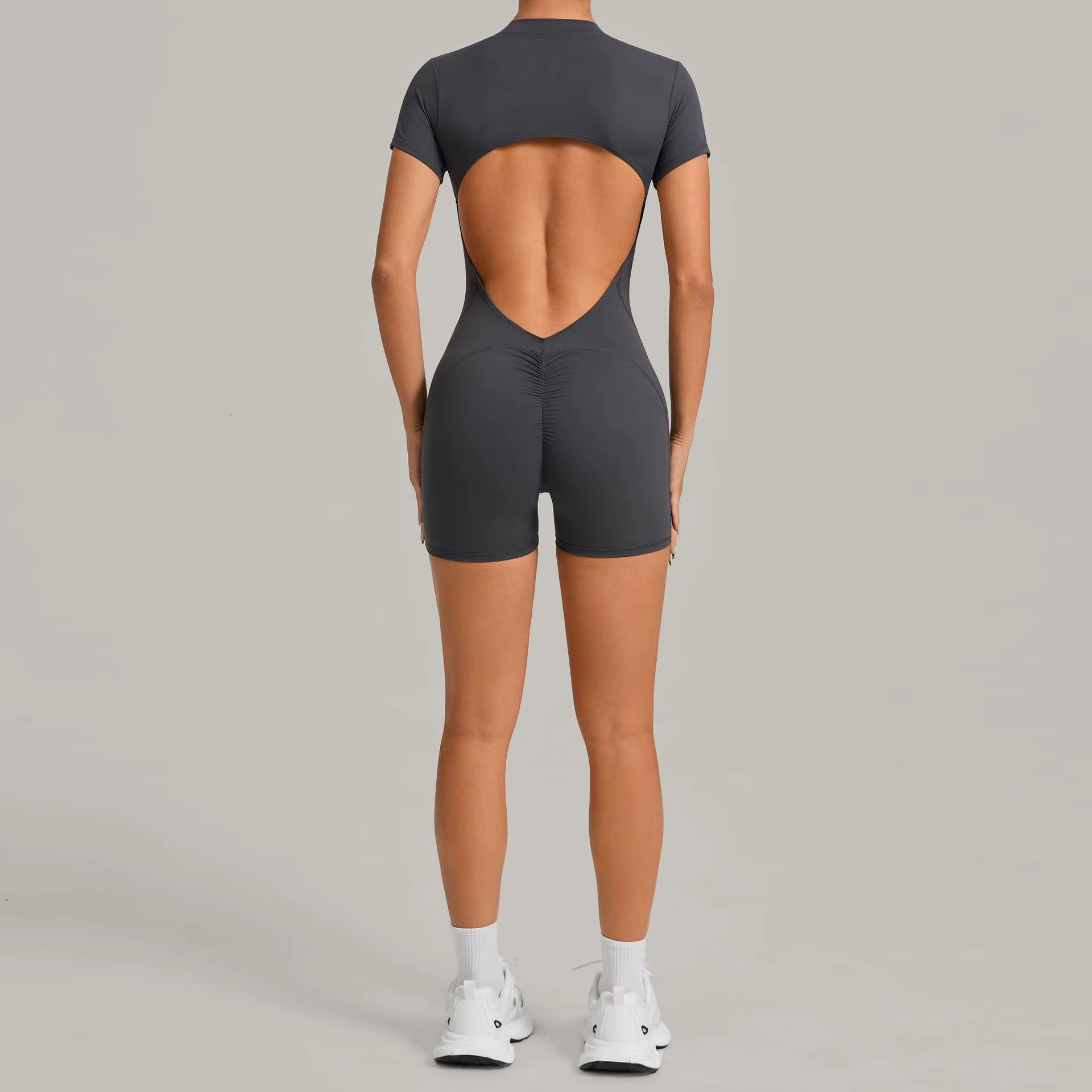 Ensemble de yoga pour femmes Ningyu, combinaison de sport à dos ouvert avec fermeture éclair, combin