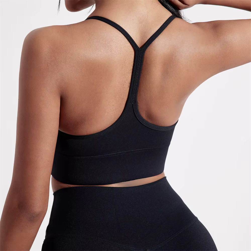 Soutien-gorge de Sport pour femmes, couleur unie, ligne en forme de Y, haut doux et serré, entraînem