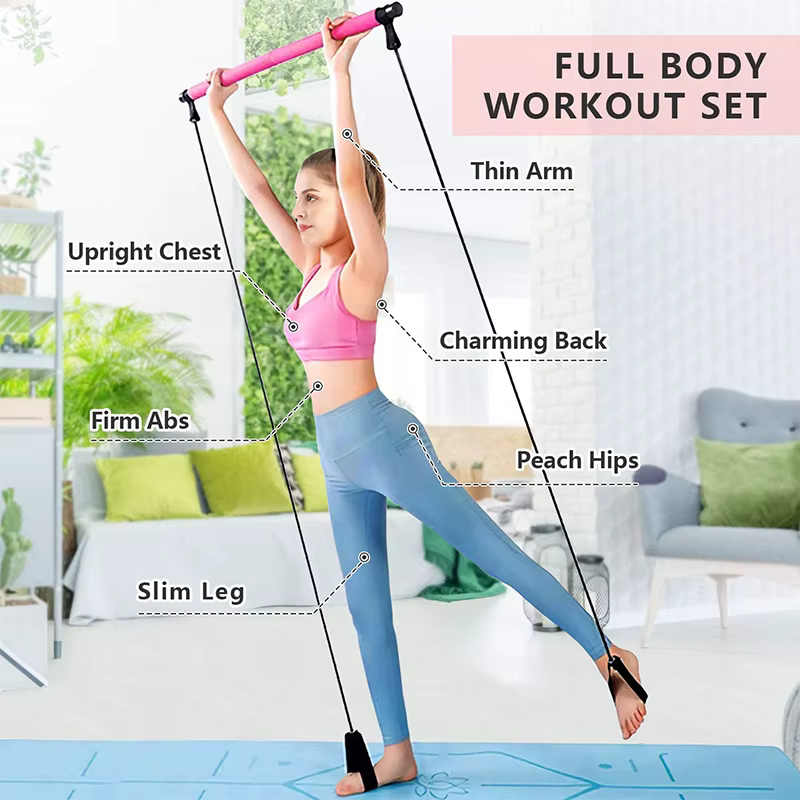 Combinaison de barre de Pilates multifonctionnelle, barre de Fitness, Yoga, Expansion de la poitrine