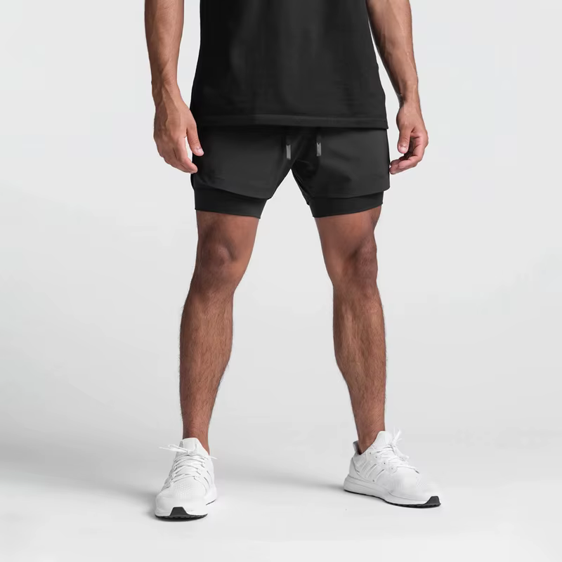 Short de sport respirant à double couche, 2 en 1, pour homme, tenue de gym, fitness, musculation, en