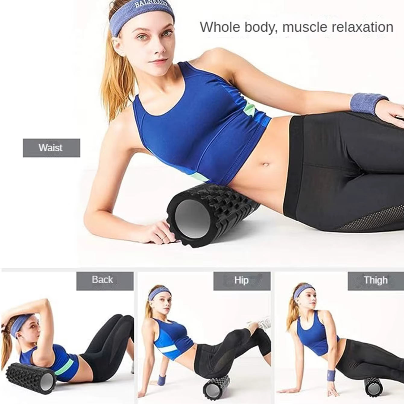 Rouleau de Massage d'axe en mousse de colonne de Yoga de 33cm, Massage musculaire du dos, grille, en