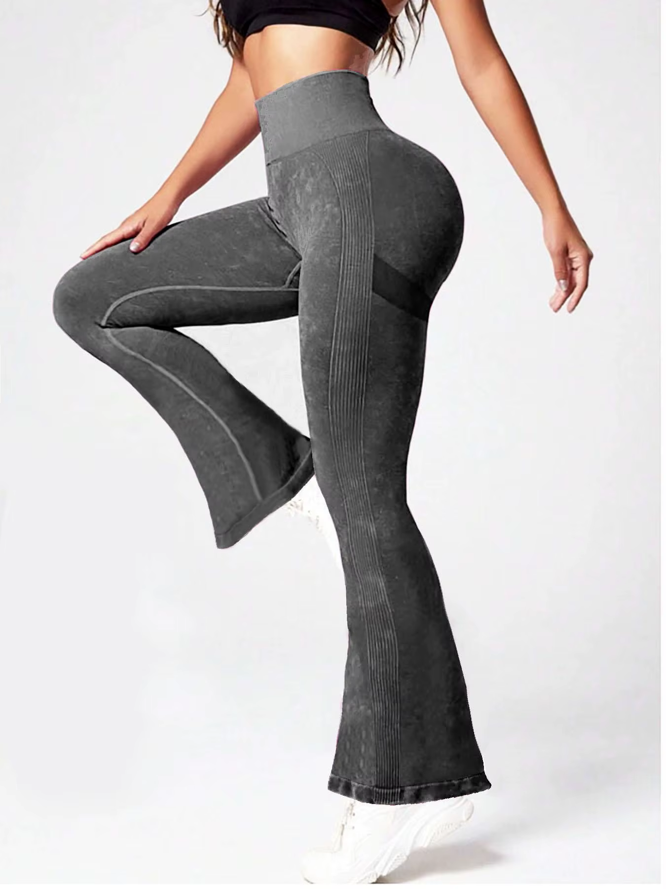 Pantalon moulant taille haute sans couture pour femmes, pantalon évasé moulant givré, pantalon de yo