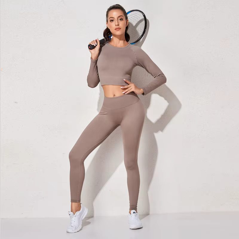 Ensemble de yoga sans couture pour femmes, vêtements d'entraînement sportif, vêtements de sport, leg