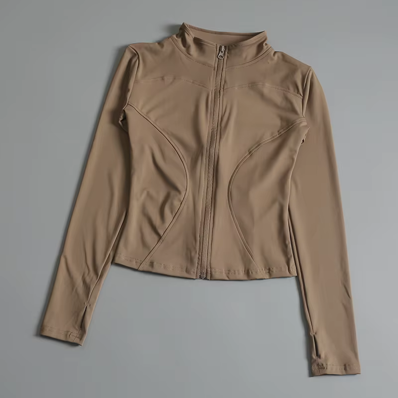 Femmes Zip Fitness Yoga chemise à manches longues veste de sport haut de sport vêtements de sport ma