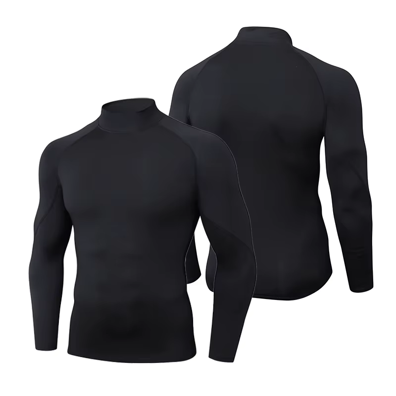Chemise de Compression pour hommes, vêtements de cyclisme, chemise chaude à bascule, T-Shirt de Comp