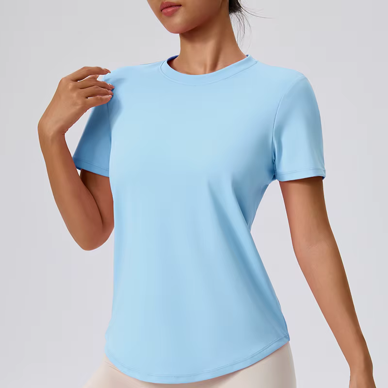 T-shirt classique de Yoga pour femmes, vêtements de Fitness, de Yoga, à manches courtes, col rond, d
