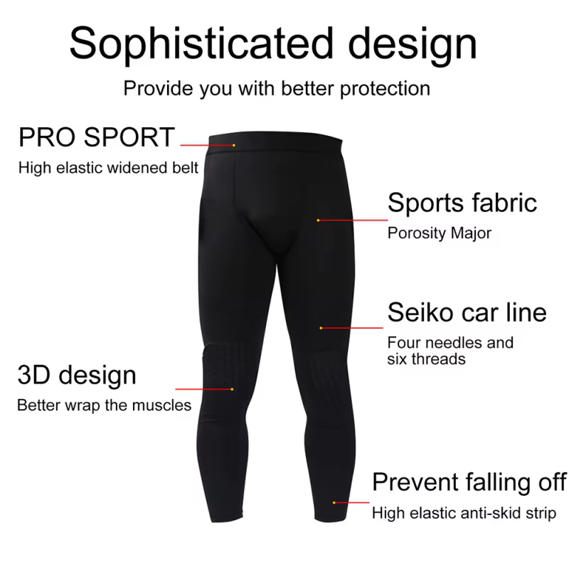 Leggings de compression capri avec genouillères pour hommes et femmes, collants rembourrés, pantalon