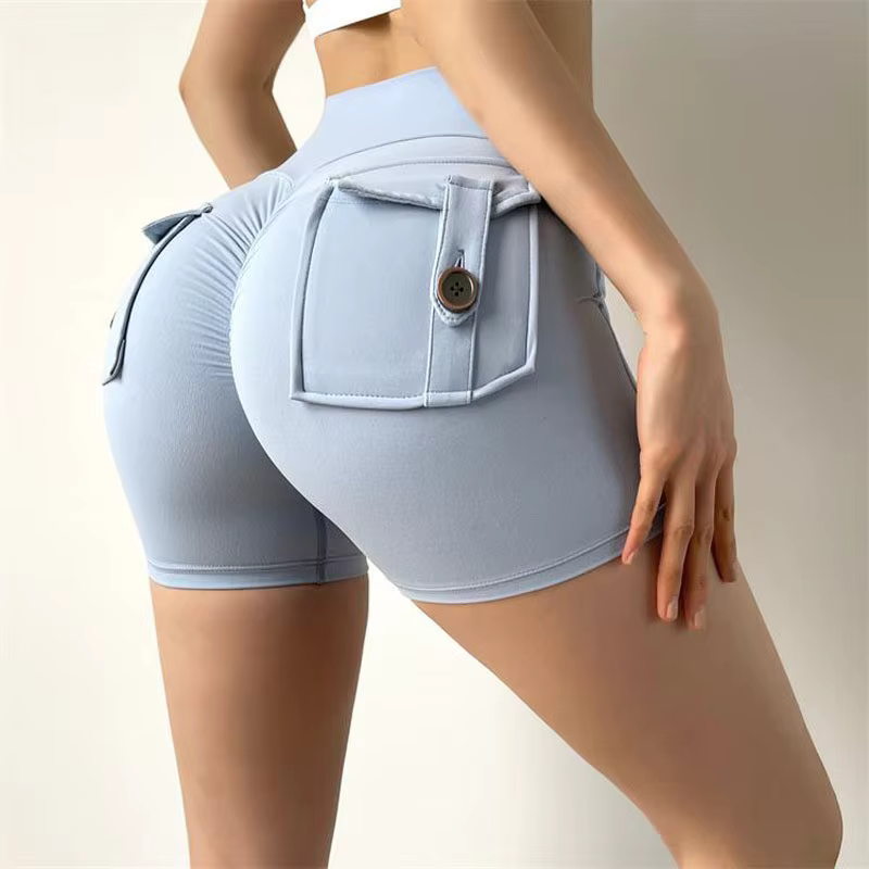 Shorts de yoga taille haute avec poches pour femmes, collants push-up, shorts de course, shorts de f