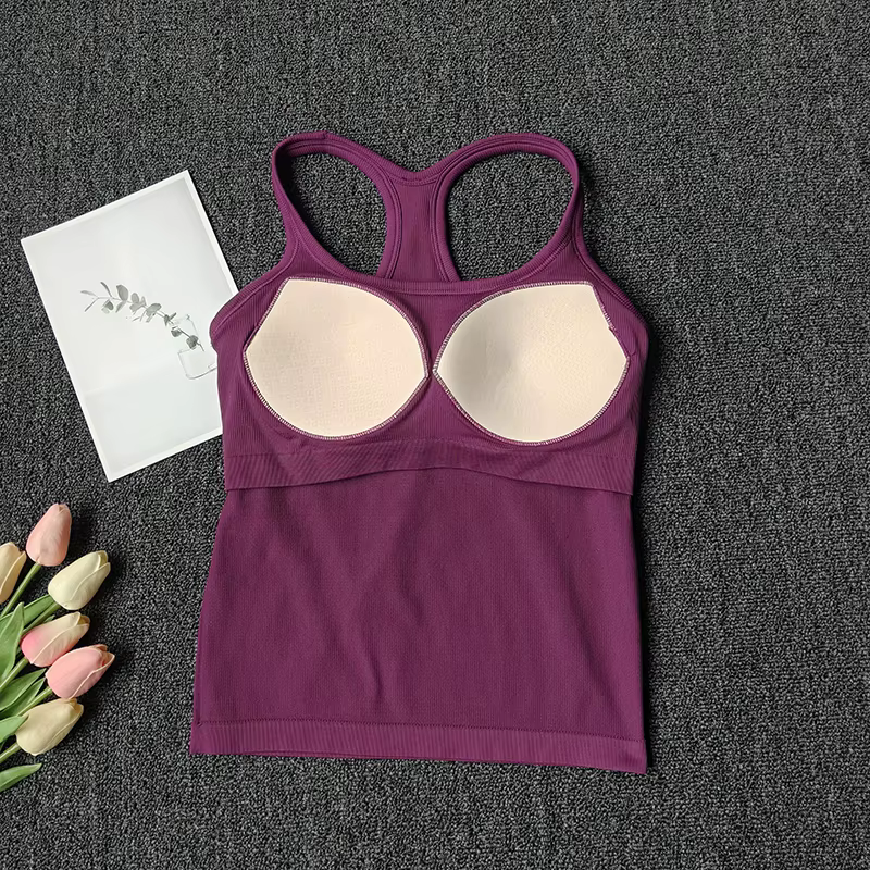 Débardeur de Yoga côtelé sans manches pour femmes, débardeur de gymnastique, Push Up, gilet de Sport