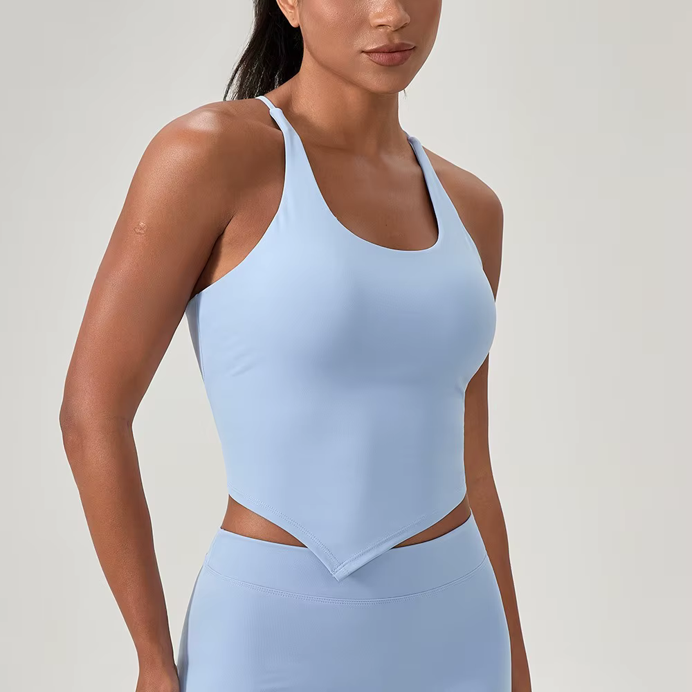 Débardeur de yoga rembourré effet seconde peau pour femme, séchage rapide, extensible, pour la cours