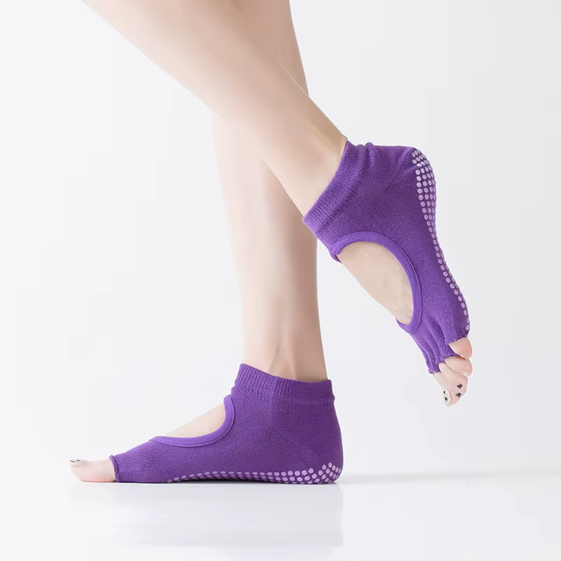 Chaussettes de Pilates dos nu à cinq orteils pour femmes, antidérapantes, pour Fitness, entraînement
