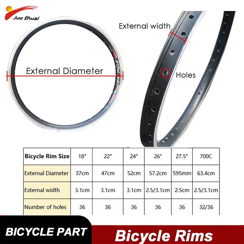 Jantes de vélo 18 "22" 24 "26" 27.5 "700C avec 36 trous pour vélo de montagne Double couche V frein 