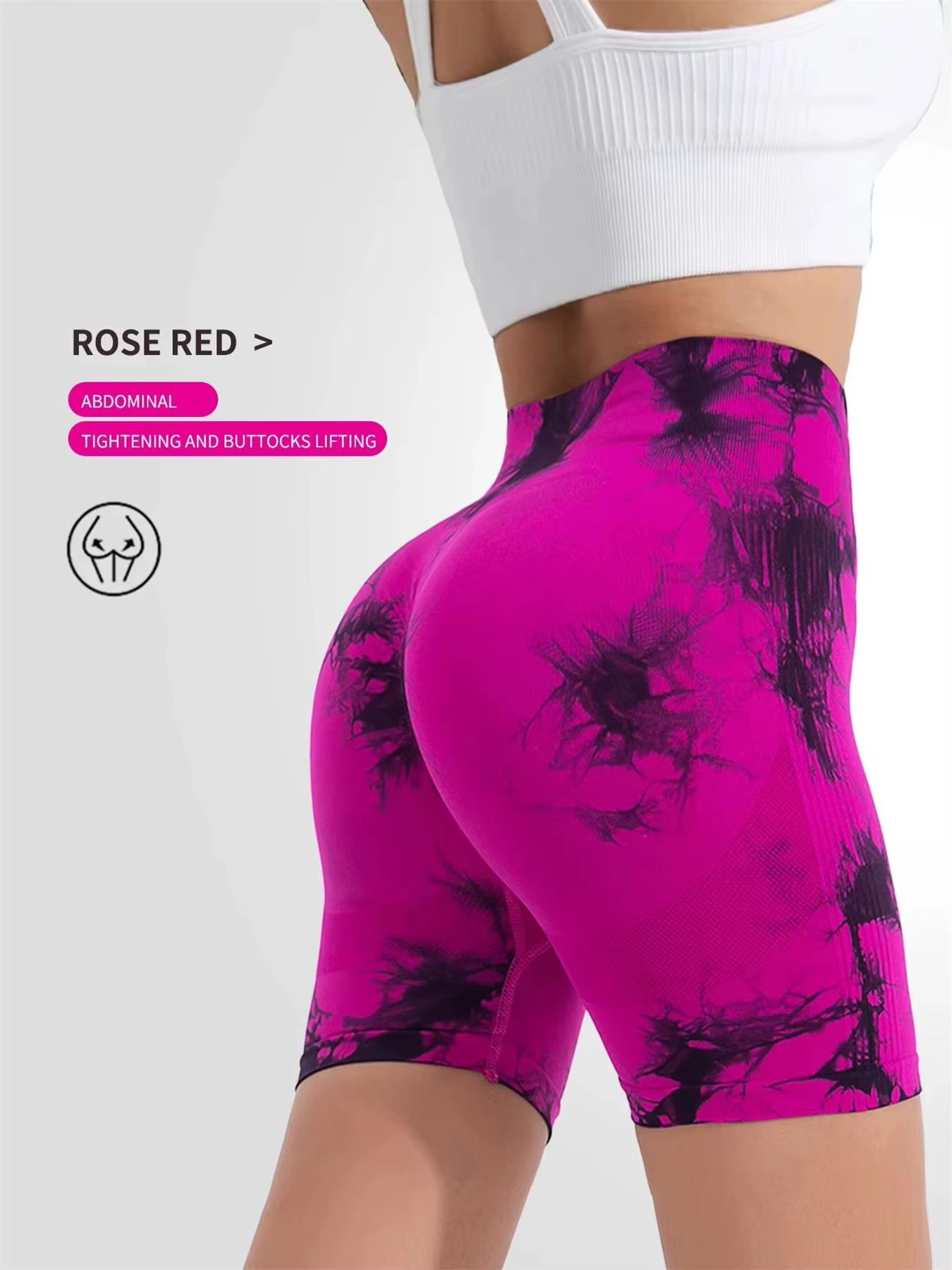 Short de Yoga pour femmes, teinture par nouage, fesses de pêche, pantalon de Fitness en Nylon à séch