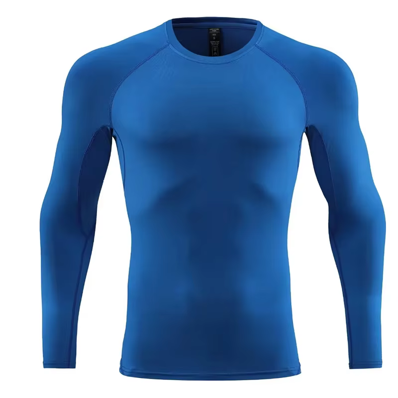 Hommes à manches longues mince hauts t-shirts vêtements de sport salle de sport Fitness Compression