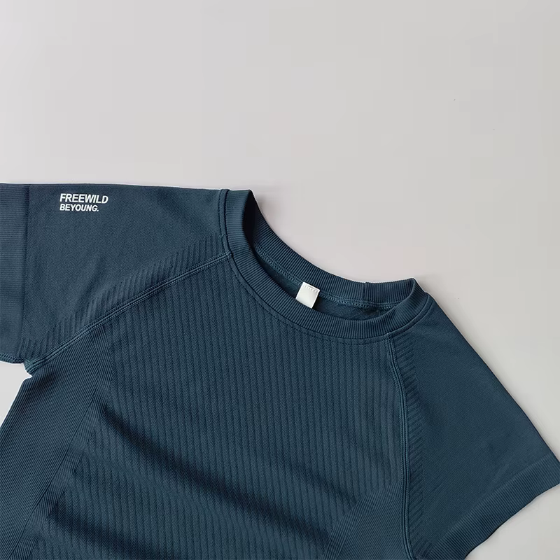 Costumes de Yoga pour femmes, hauts à manches courtes, collants extensibles, séchage rapide, T-shirt