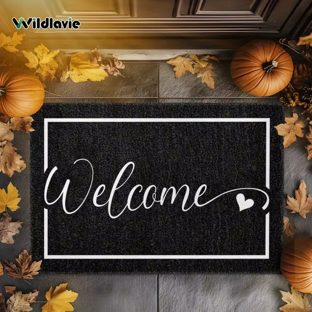 Tapis d'entrée VIKAMA - Noir, tapis de sol résistant aux taches et durable, tapis de salle de bain e