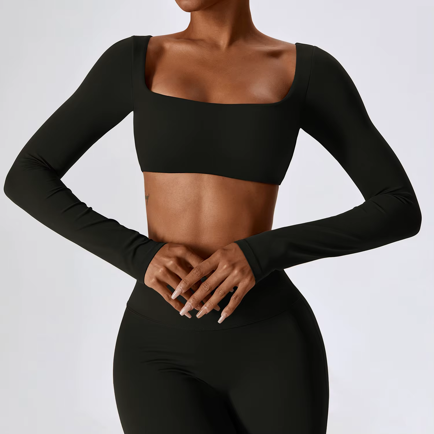 Chemises de Yoga Sexy haut court manches longues chemises pour femmes Yoga sport Fitness vêtements d