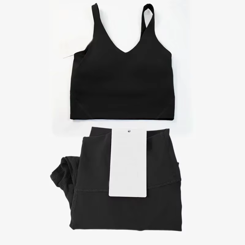 Ensemble de yoga classique pour femme en 2 pièces : haut de sport en forme de U et leggings taille h