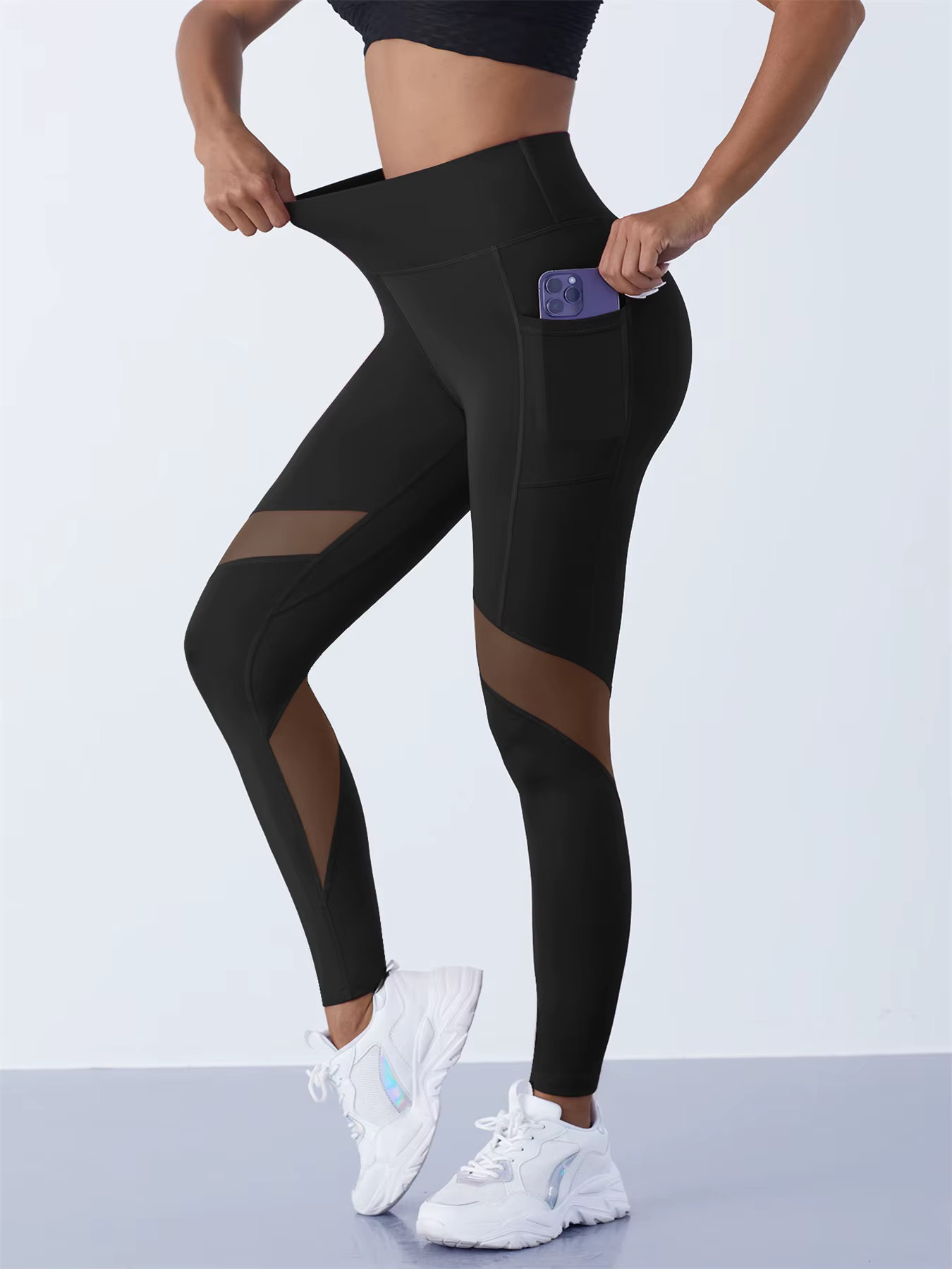 Pantalon de Yoga en maille pour femmes, Leggings façonnant, taille haute, contrôle du ventre, hanche